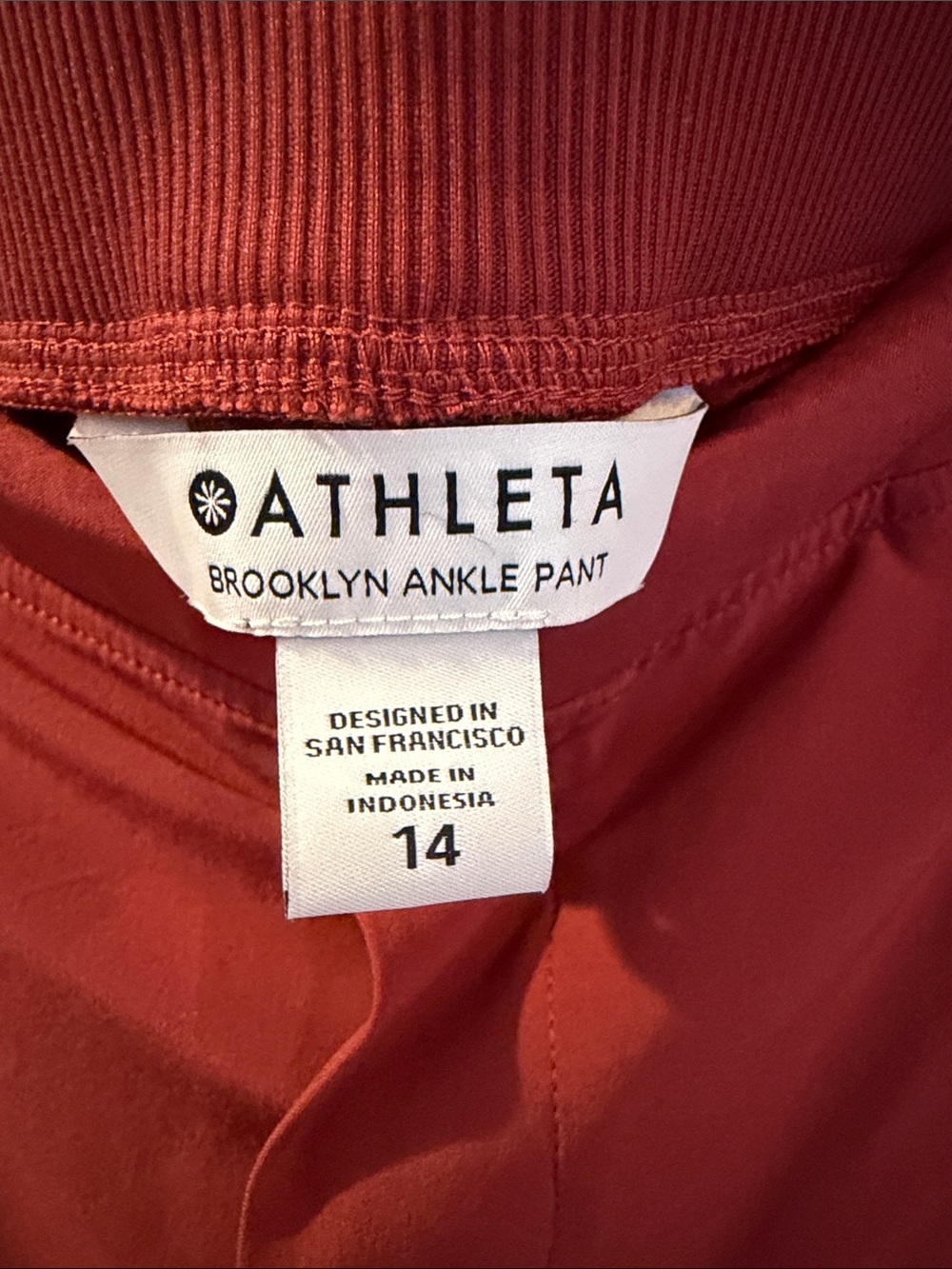 Athleta Brooklyn Ankle Pant Rust Red Quick-Dry Travel Pant Size 14 #198671 - Picture 2 of 4